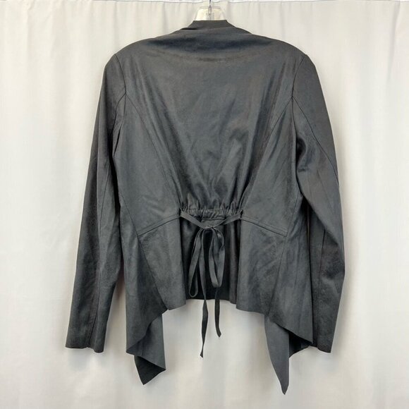 Elan Womens Open Front Jacket Gray Faux Leather Waist Length Flyaway Pockets S - Picture 6 of 12